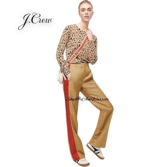 J.Crew tan wide-leg pant with red tuxedo stripe *shop@iamwarrior - Picture 3 of 14